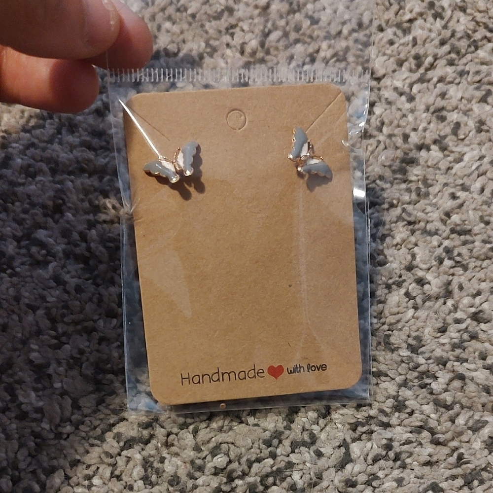 Gray Butterfly Stud Earrings